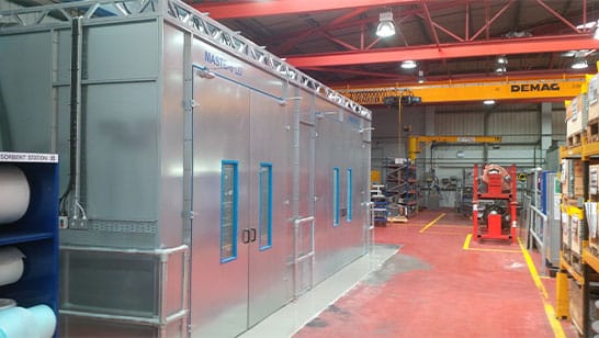 Spray paint booth and drying room