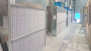 Dry filter wall paint bays