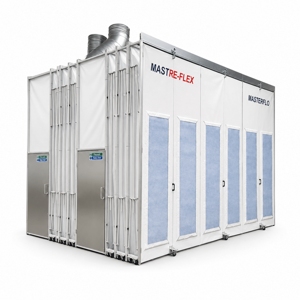 Modular Retractable Spray Booths for industrial SMART repair and automated panel painting