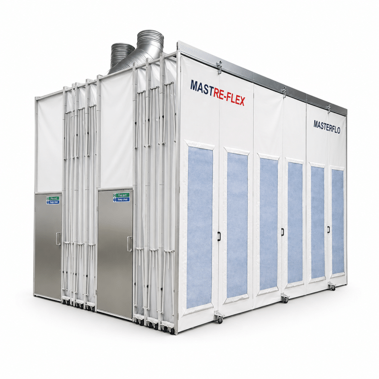 Modular Retractable Spray Booths for industrial SMART repair and automated panel painting