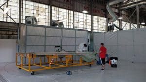 Spray painting large item parts
