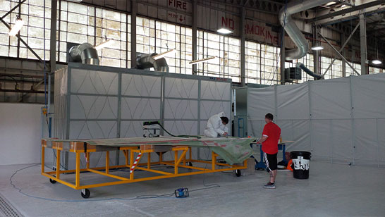 Spray painting large item parts
