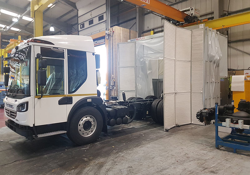 Commercial truck spray painting