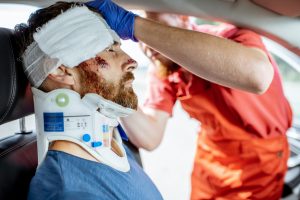 A man has suffered a severe neck injury in a road traffic accident.