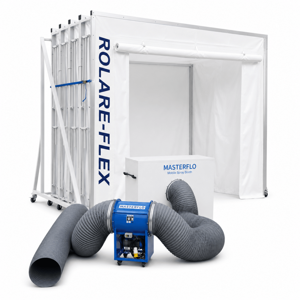 Mobile retractable spray booth system